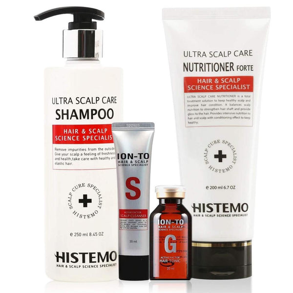 Histemo Anti-Dandruff & Oily Hair Kit, Scalp Cleanser, Shampoo, Conditioner & Hair Tonic, DHT Blocking Hair Restoration Treatment (250mL, 200,mL, 105mL & 100mL)