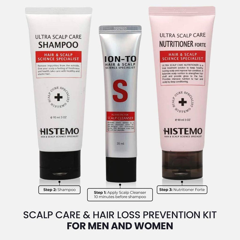 Scalp Care & Hair Loss Prevention Kit w Scalp Detox Cleanser, Shampoo, Conditioner (90mL, 90mL & 35mL)